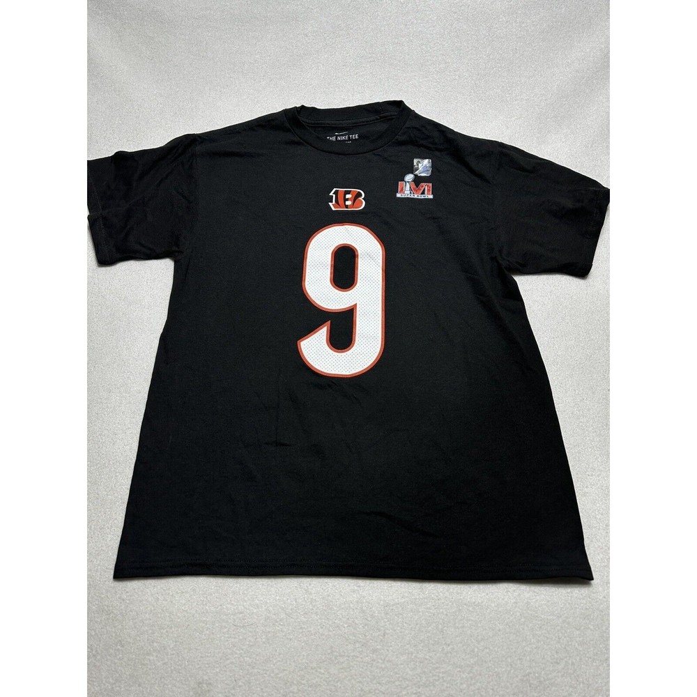 Joe Burrow #9 Nike Super Bowl LVI Cincinnati Bengal T-Shirt Youth Large 14/16